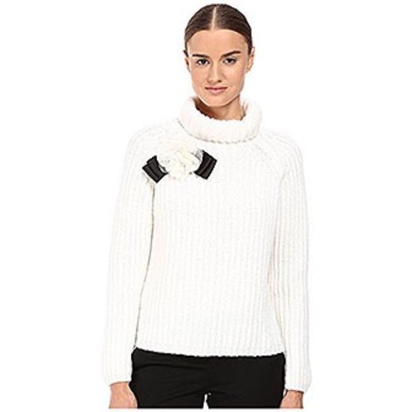 kate spade Sweaters - Kate Spade Rosette Bow Alpaca White Sweater